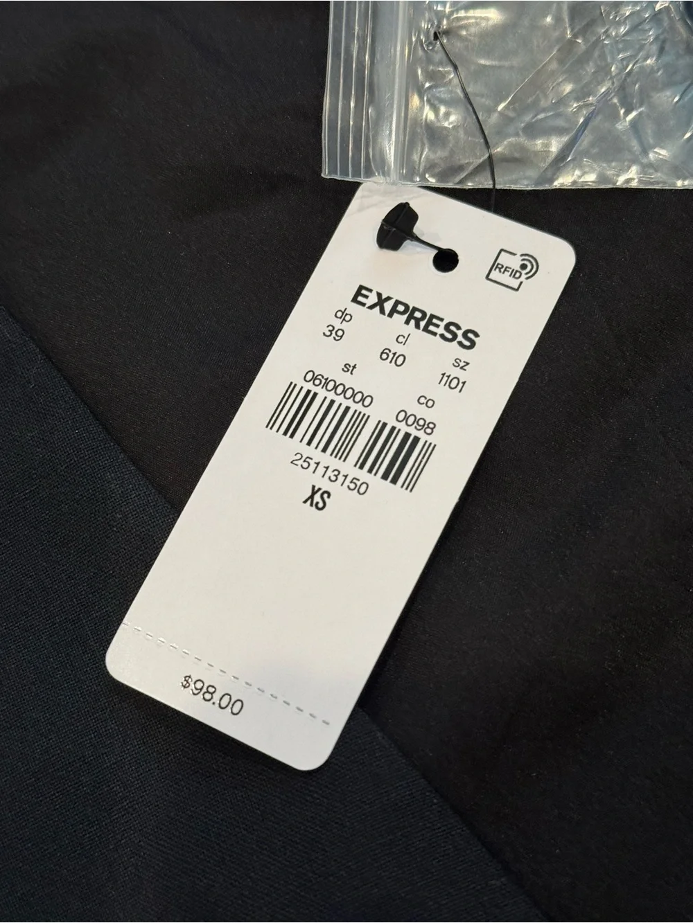 NWT Express Men’s Slim Black Wool-Blend Modern Tech Suit Vest XS